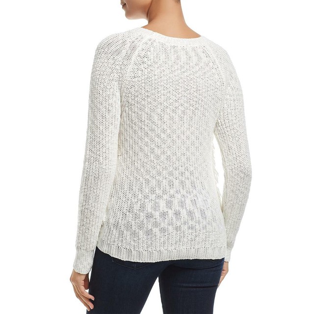 rhinestone embellished fringe crew neck sweater