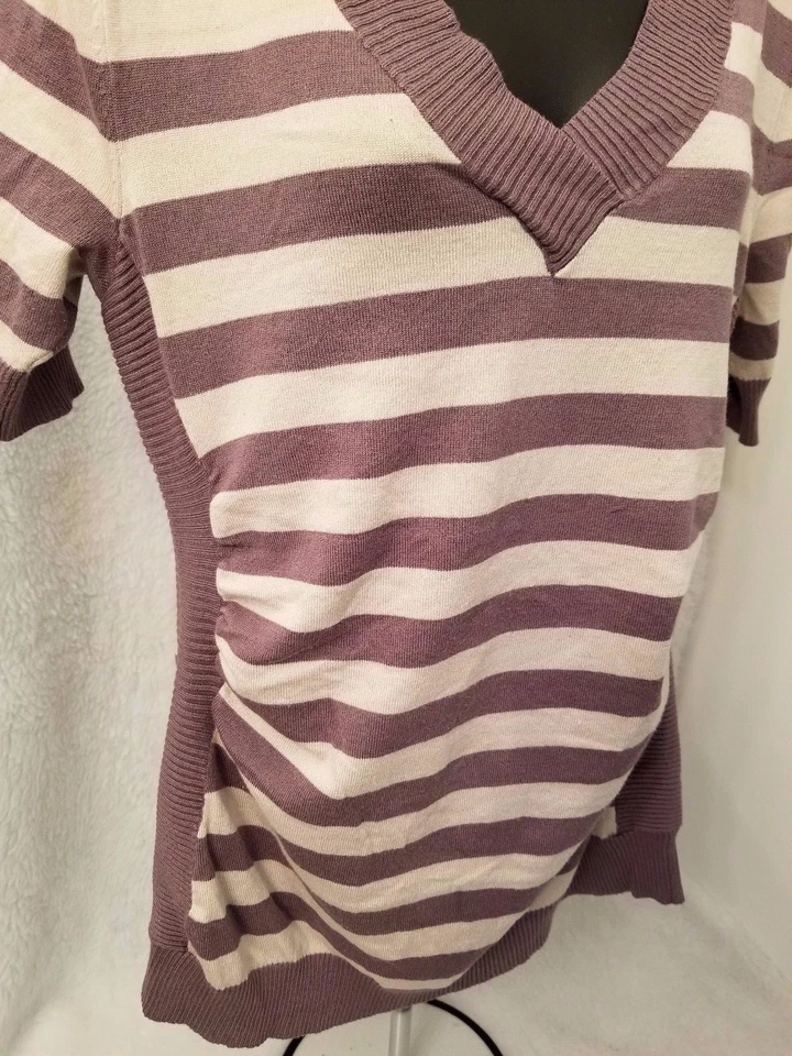 Camisa Suéter Top Blusa Metaphor Mujer Talla L Grande Beige Gris Rayas Foto 4 de 4