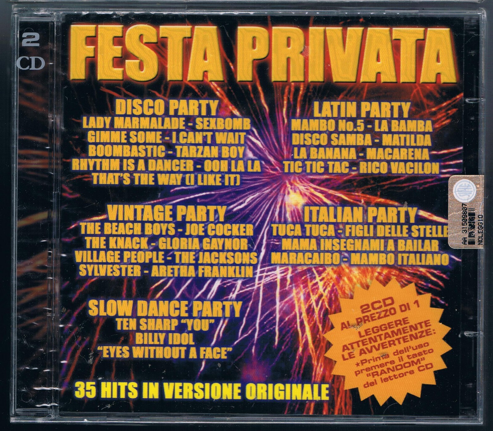 FESTA PRIVATA CARRA VILLAGE PEOPLE GLORIA GAYNOR SHAGGY - 2 CD F.C. NUOVO!!!