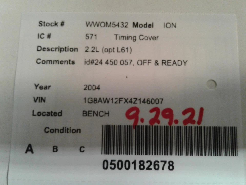 Used Engine Timing Cover fits: 2004 Saturn Ion 2.4 Grade A Foto 3 de 4