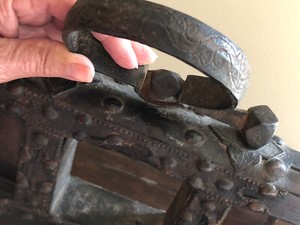ANTIQUE Chinese BOX Stacking large floor model wedding Bronze Engrave Studs QING