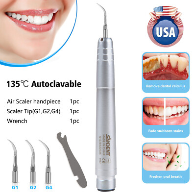Dental Ultrasonic Air Perio Scaler Handpiece Teeth Hygienist 2-Holes with 3 Tips