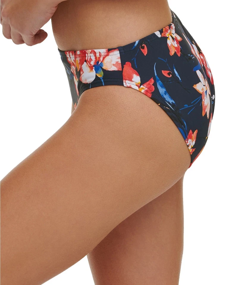 Tommy Hilfiger AZUL MARINO CORAL AGUA IRIS Estampado Floral Bikini Parte Inferior de Natación, EE. UU. X-Pequeño Foto 2 de 3