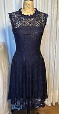 Dress Tells womens Navy Blue Sleeveless stretch Lace Event Dress Sz M used