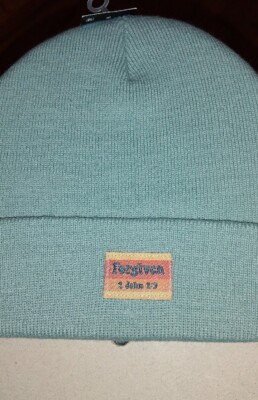 Women's Beanie Hat Blessed Girl FORGIVEN Christian apparel witness Scripture 