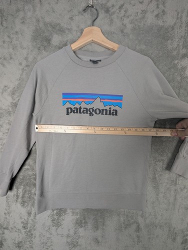 Patagonia Sweatshirt Youth Large Grey Pullover Crew Neck Logo Graphic Front - Picture 5 of 7