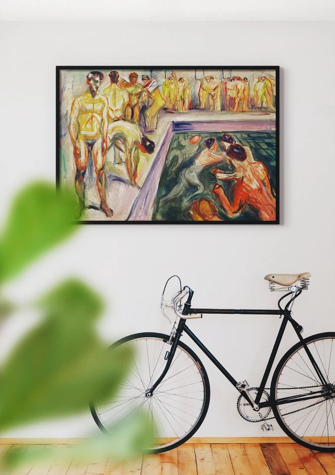 Edvard Munch: Hombres desnudos en piscina. Impresión de arte con impresión de giclée regalo de lujo Foto 2 de 2