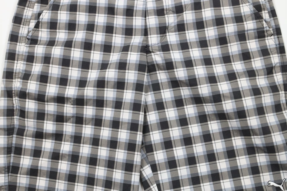 Puma Golf Cell Mens 30 Checkered Plaid Rickie Fowler Golfing Chino Shorts Plaid - Image 3 of 4
