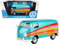 Volkswagen Type 2 T1 Delivery Van Peace Turquoise Metallic 1/24 Diecast Model