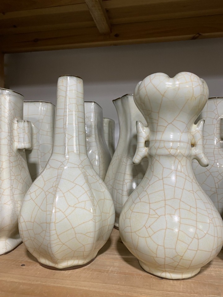 10"Old Chinese Song Dynasty Ru Kiln Porcelain Flower Bottle Vase 15