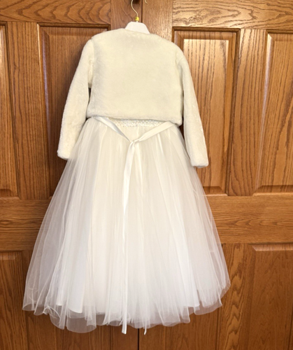 Tip Top Kids Flower Girl M Pageant Special Occasion Formal White Dress w Jacket - Picture 8 of 18