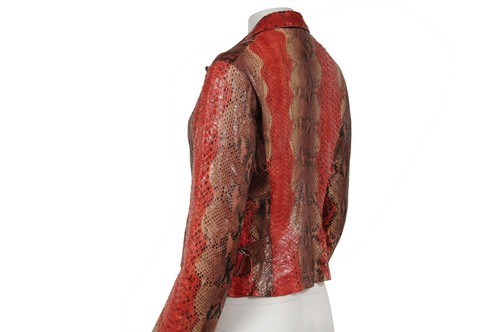 Chaqueta Voyage Invest Into The Original Vintage Y2k Mediana Roja Pitón Serpiente Motociclista - Imagen 2 de 19