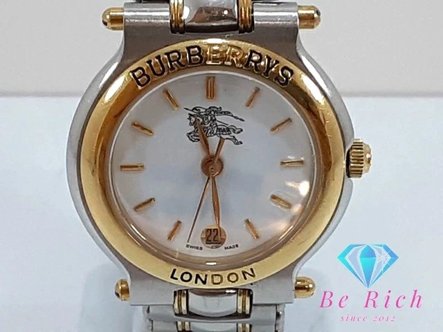 Orologio Burberry Donna Data Bianco Argento Oro Bracciale Ss Logo Analogico Quarzo Qz