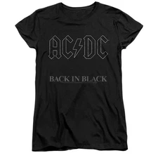 ACDC BACK IN BLACK Licensed Women's Graphic Band Tee Shirt SM-2XL