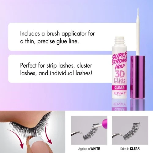 iEnvy by KISS Super Strong Hold 3D Strip Lash Glue Clear, Waterproof BrushOn ... image 3