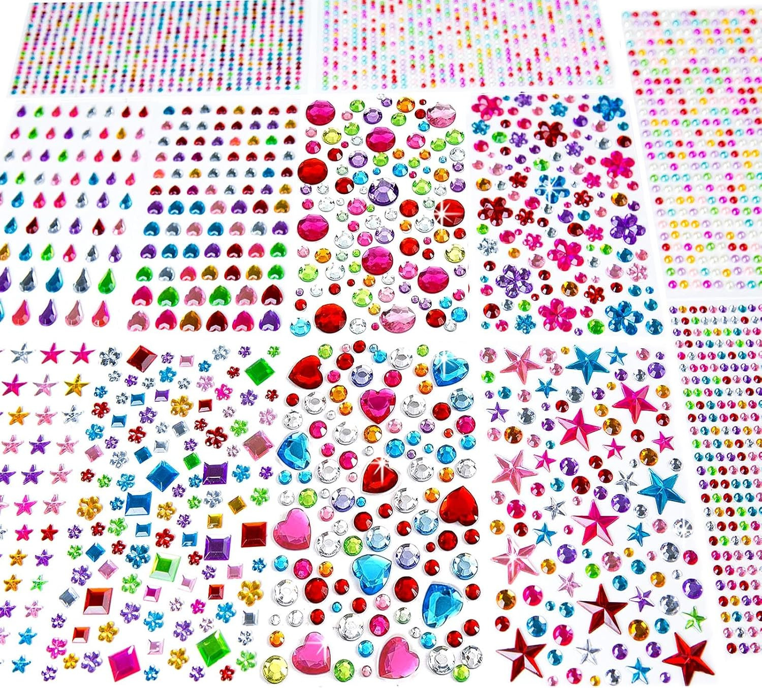 3228Pcs Gems Stickers, Self Adhesive Rhinestone Jewel Stickers, Acrylic Gems DIY