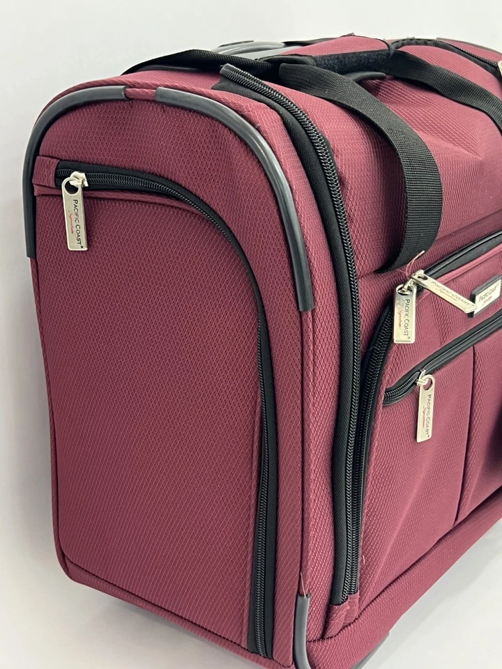 Pacific Coast Signature Underseat 15.5" Rolling Tote Carry-On Luggage Red NEW - Image 3 of 4