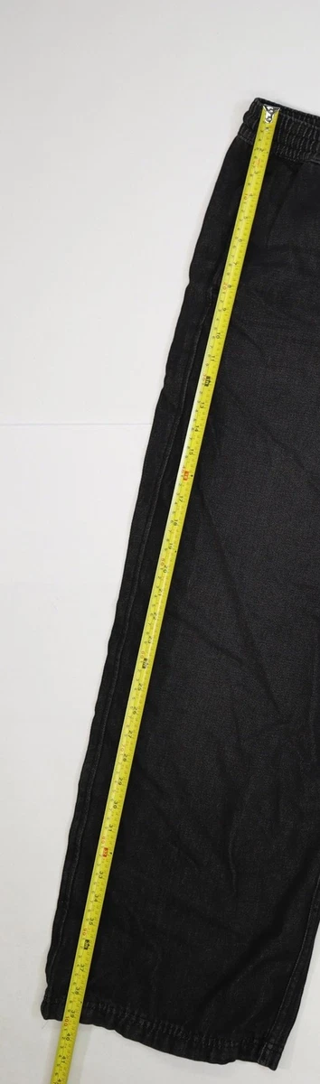 Pantalones para mujer H&M S negros de mezclilla cintura elástica con puños cordón nuevos con etiquetas