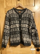 Vintage ALPS Nordic Fair Isle Cardigan L 100 Wool Cozy Winter