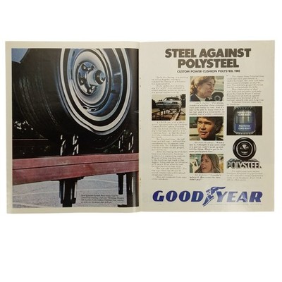 1972 Goodyear Vintage 2 Page Print Ad Steel Against Polysteel Custom Power