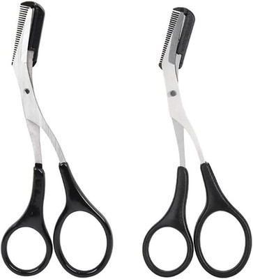 2PCS Eyebrow Trimmer Scissor with Comb and Non Slip Finger Grips Eyelash Shaping