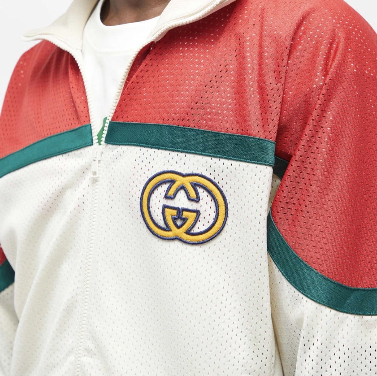 Gucci Interlocking G Giacca da Pista in Rete con Dettagli Web Taglia L