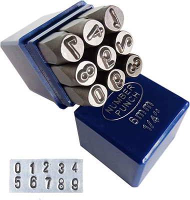 1/4'' Metal Number Stamps Set, 6Mm Steel Number Punch DIY Tool for Leather, Br...