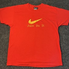 Vintage Nike T-Shirt Mens XL Red Embroidered Swoosh 90s Black Tag Made in USA