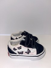 Vans Old Skool Shoes Kid Size 2T Pink Checkerboard Butterfly Canvas Low New Cond