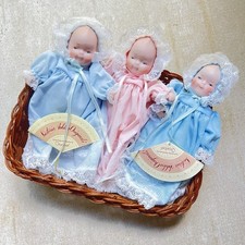 Victoria Ashlea Bette Ball Porcelain Baby Dolls in Lace Basket 7” Set 3