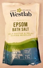 Westlab Reviving Epsom Salt 1kg Resealable Pouch, Pure Unscented