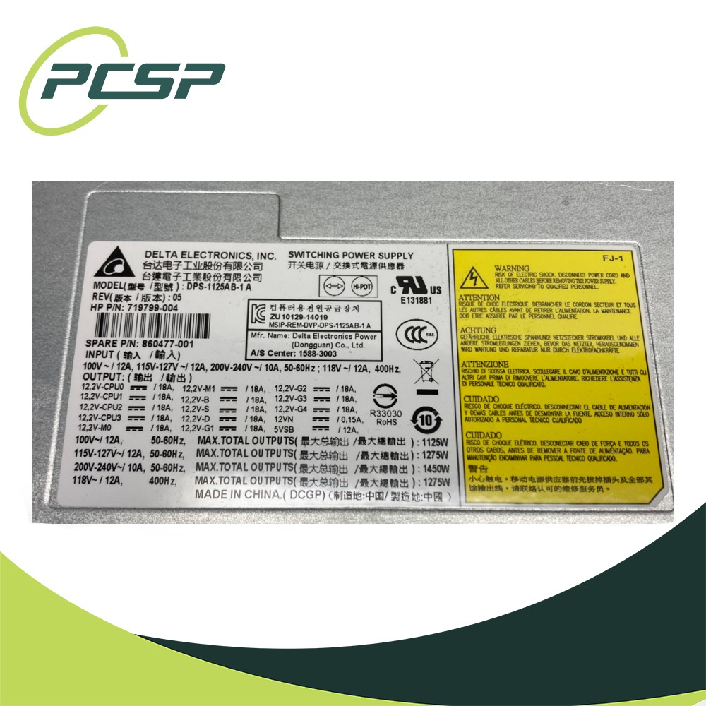 HP Z840 1125W Power Supply Unit 860477-001 DPS-1125AB Workstation