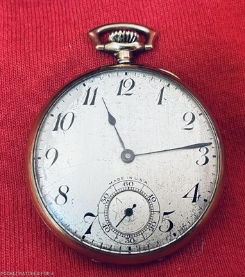 1922 NY STANDARD 15 JEWELS POCKET WATCH 10s GOLD FILLED CASE OPEN FACE RUNNING