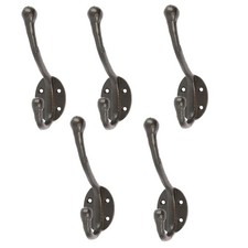 Rounded Hat & Coat Hook - W35mm x H125mm - Black - Pack of 5