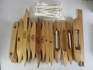 Weaving Shuttle Boat & Stick Lot Schacht Spindle For Loom