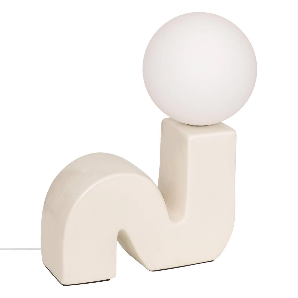 Lampe en céramique Sibil beige pour table de chevet de chambre