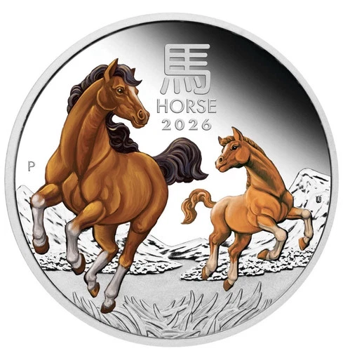 2026 Australian Coloured Lunar Horse 1oz Silver Bullion Coin Perth Mint