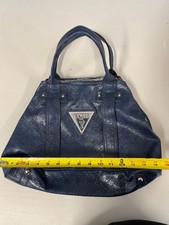 Guess Blue Monogram Embossed Faux Leather Tote
