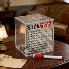 Square Shape Clear Acrylic Savings Container for Tracking Money Growth