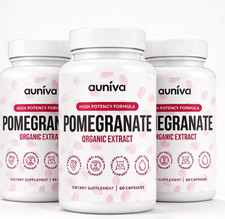3PACK Auniva Pomegranate Extract Capsules, Natural Pomegranate Supplement