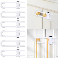 6 Packs Sliding Cabinet Locks, Baby Proofing U-Shaped Child Safety Latches Adju