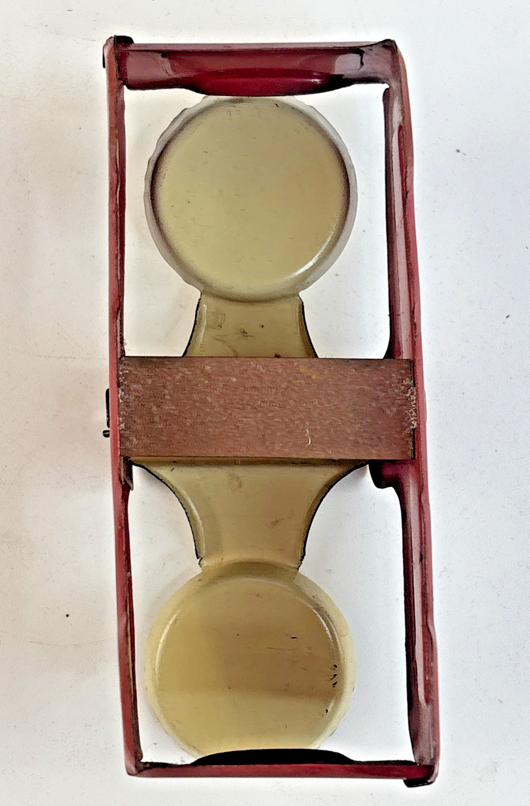 Vintage 1950's Tin Toy Balance Scale Miniature Red & White