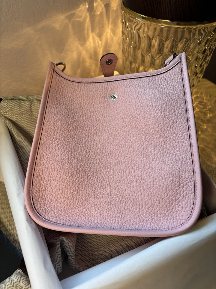 Brand NIB Hermes Taurillon Clemence Evelyne TPM Rose Sakura pink 2025 Mini Bag - Image 2 of 4