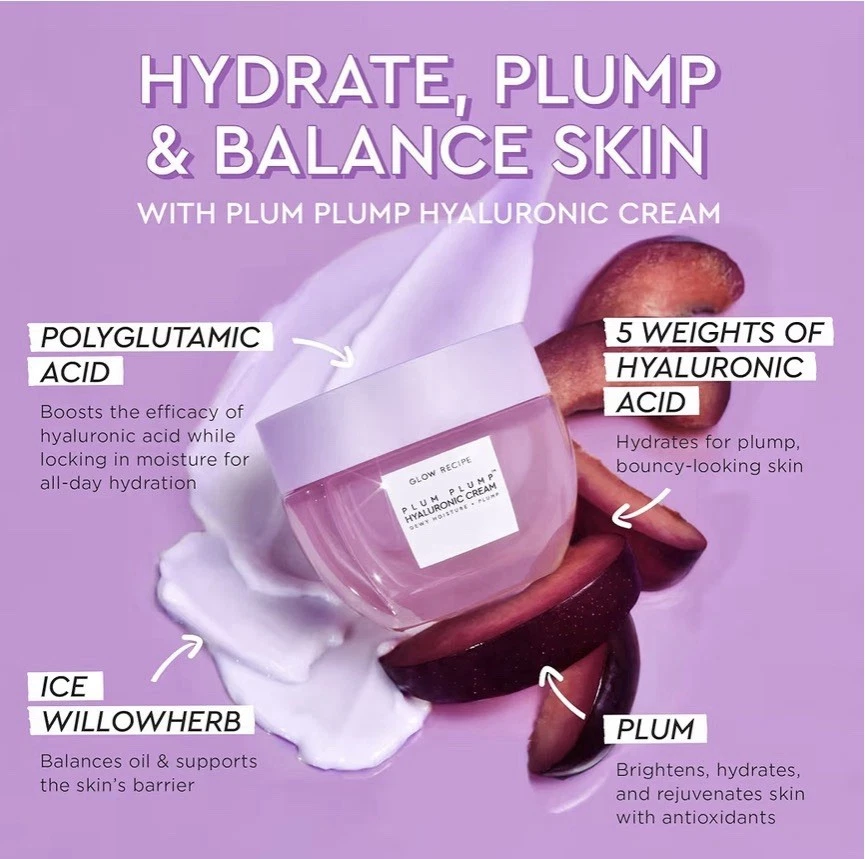 🌸 Glow Recipe Plum Plump Hyaluronic Acid Face Cream – 50ml (NEW) - Image 3 of 4