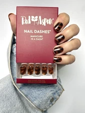 Red Aspen Press On Nail Short Square Tortoiseshell Tina Is Top Of The Class🤎NEW