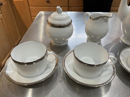 Tiffany & Co. Limoges France Platinum Band -tea pot creamer sugar bowl cup sauc - Picture 3 of 5