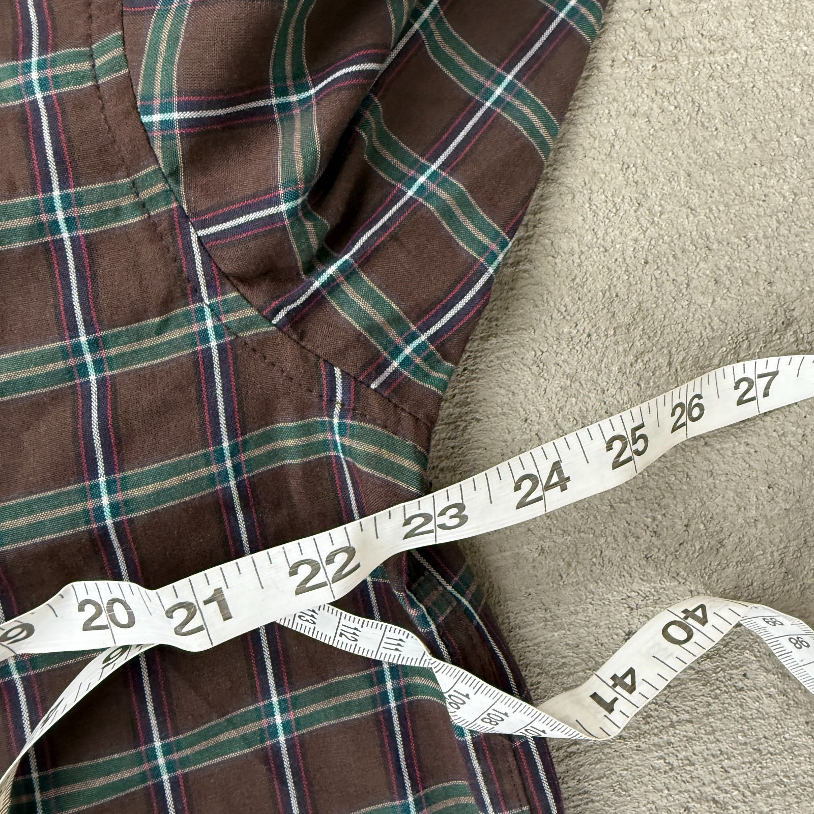 Elwood Mitford Mens Button Down Shirt Brown Rolling Hills Plaid Long Sleeve M