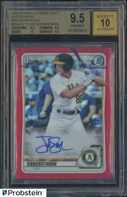 2020 Bowman Chrome Red Refractor Tyler Soderstrom RC 3/5 BGS 9.5 mit 10 Auto