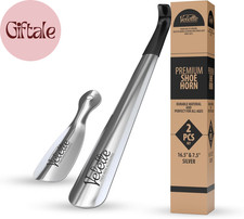 2 Pack Metal Shoe Horn Long Handle for Seniors - 16.5" Extra Long Shoe Horn for