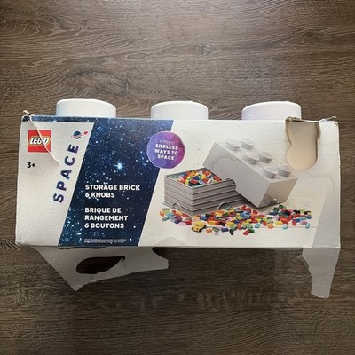 NEW LEGO SPACE THEME STORAGE BRICK & KNOBS BOX TARGET EXCLUSIVE CONTAINER WHITE
